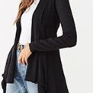 Black Open Knit Trim Cardigan